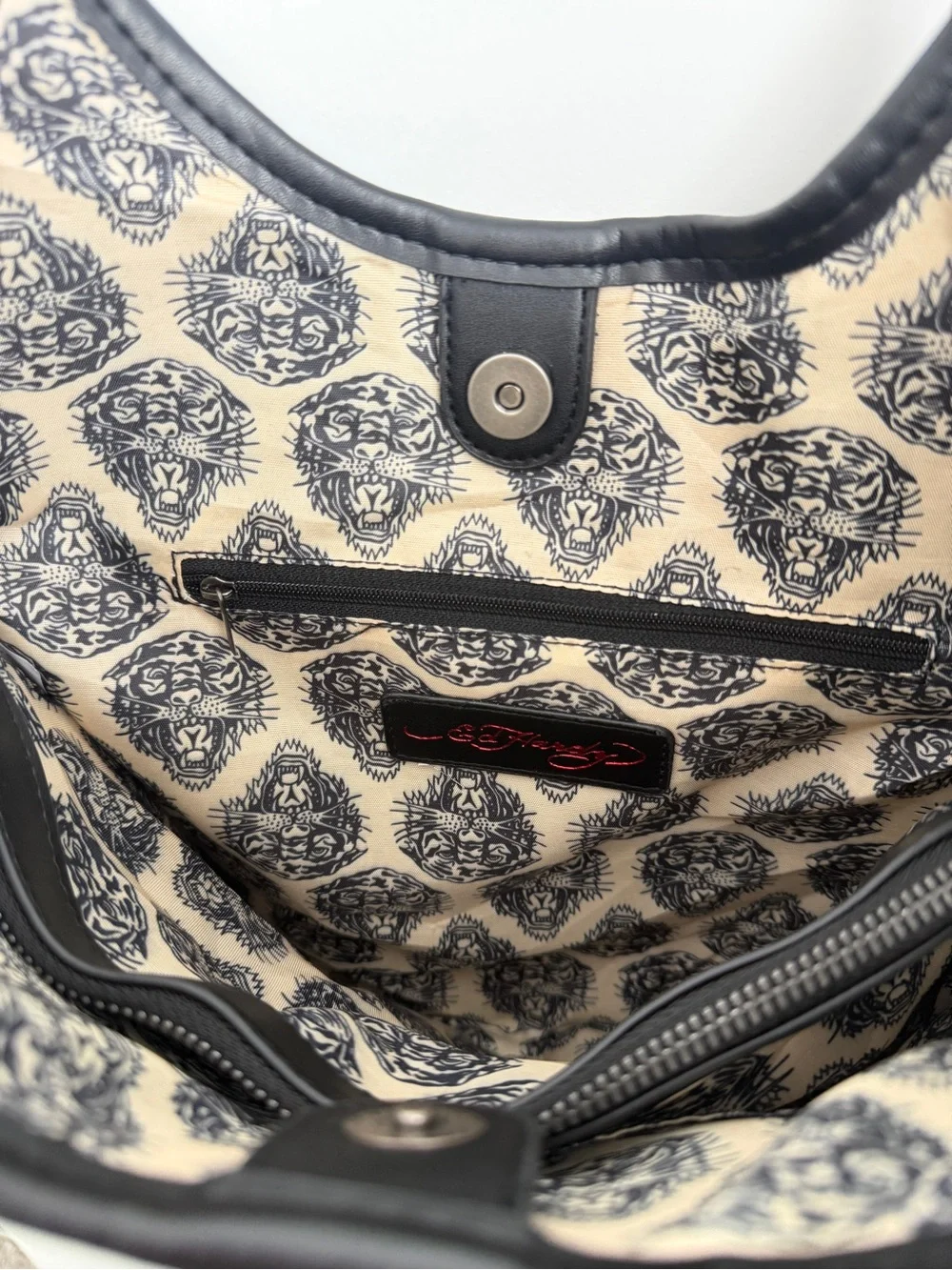 Ed Hardy Black Tattoo Skull Shoulder Bag Large Tote Love Kills Slowly Grunge